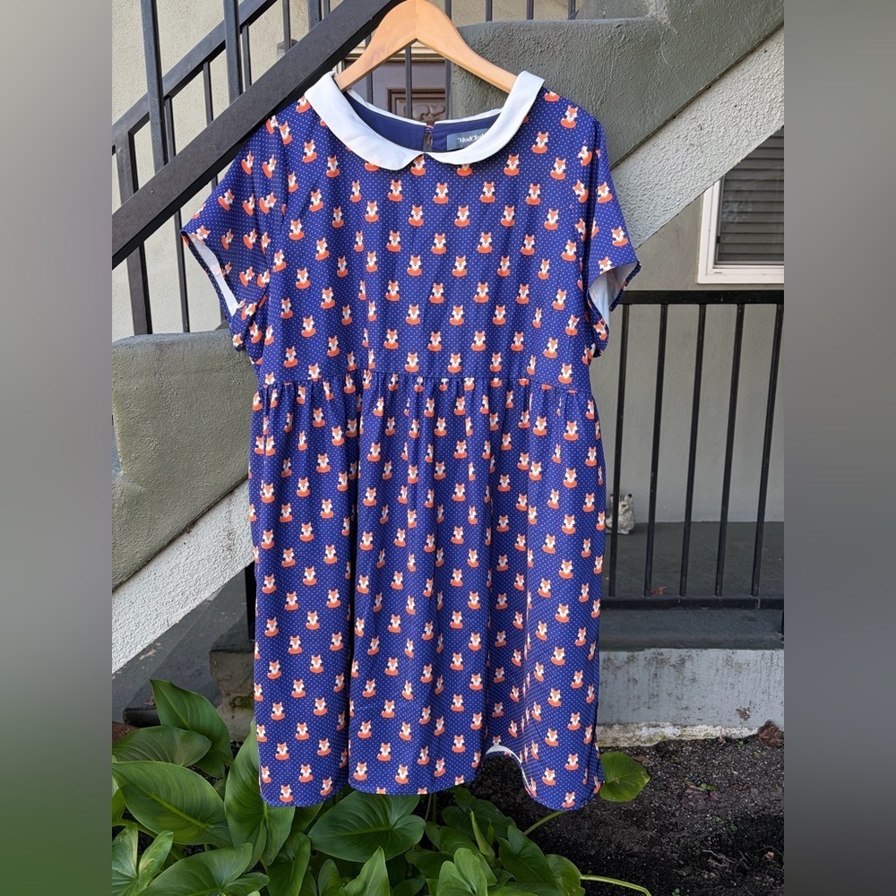 Modcloth Whimsy and Wonder Collar Empire Waist Dress in Foxy Lady Size 1X